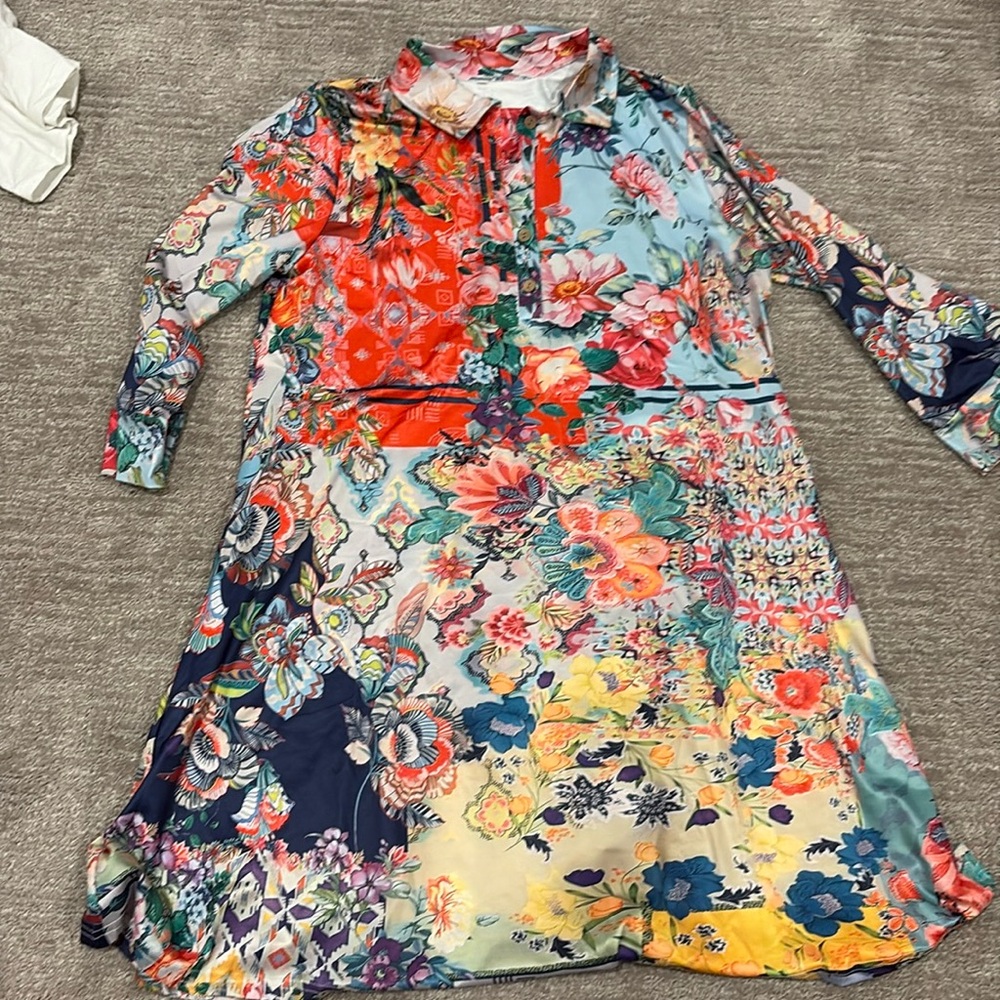 Colorful botanical floral print dress silky